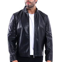 The Valdieri Black Bordeaux Perforated Genuine Calf Leather Men Jacket