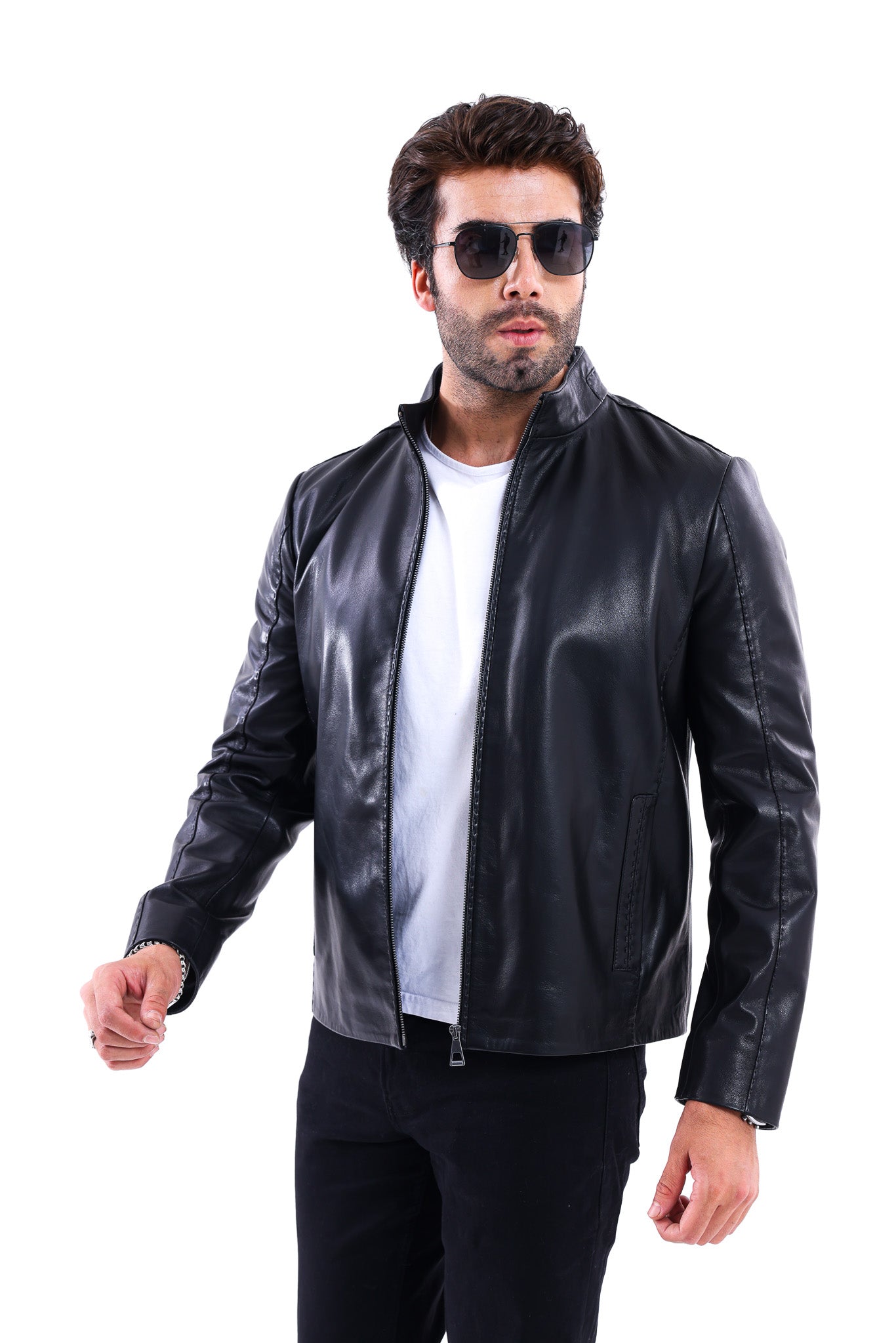 The Valdieri Black Bordeaux Perforated Genuine Calf Leather Men Jacket