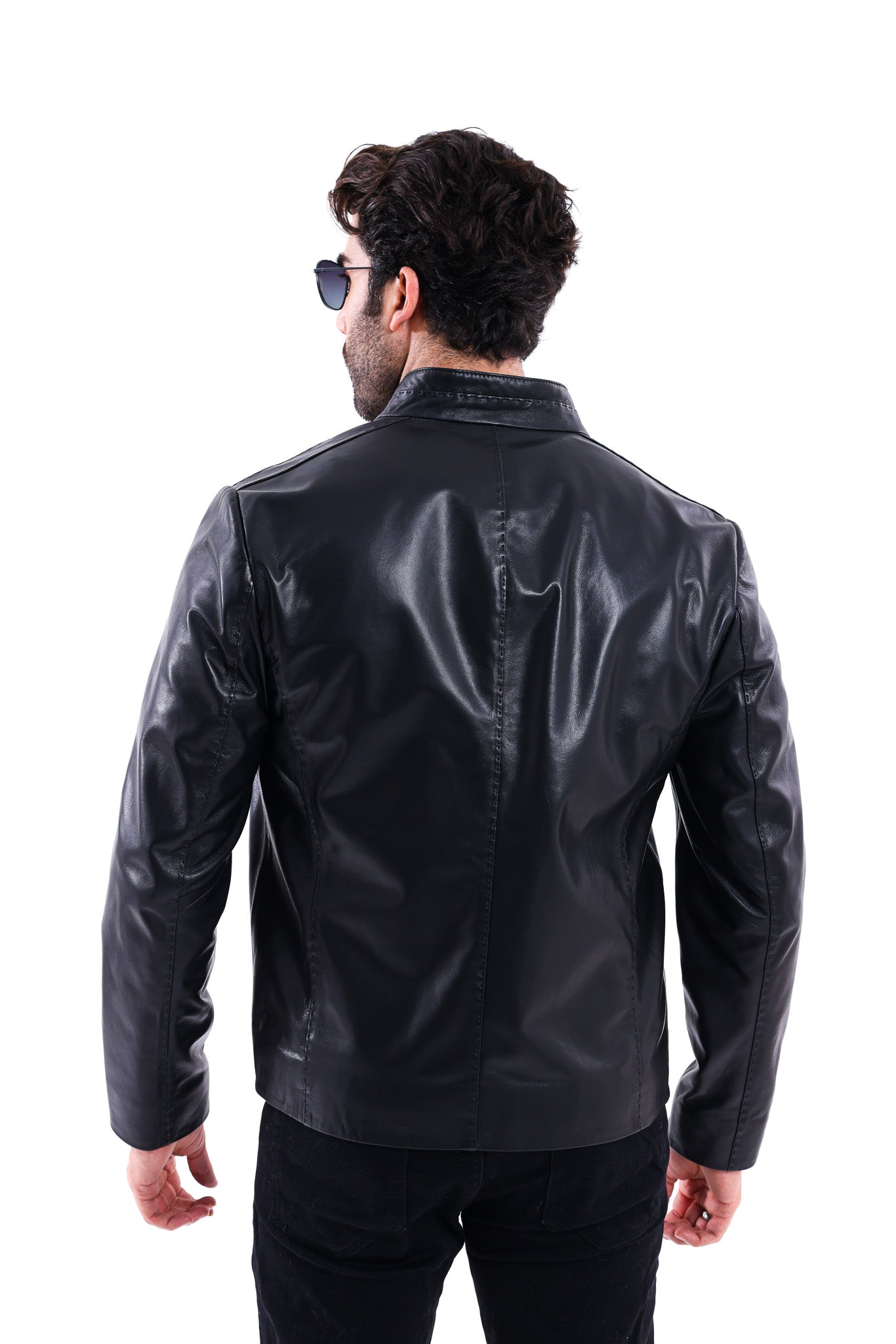 The Valdieri Black Bordeaux Perforated Genuine Calf Leather Men Jacket