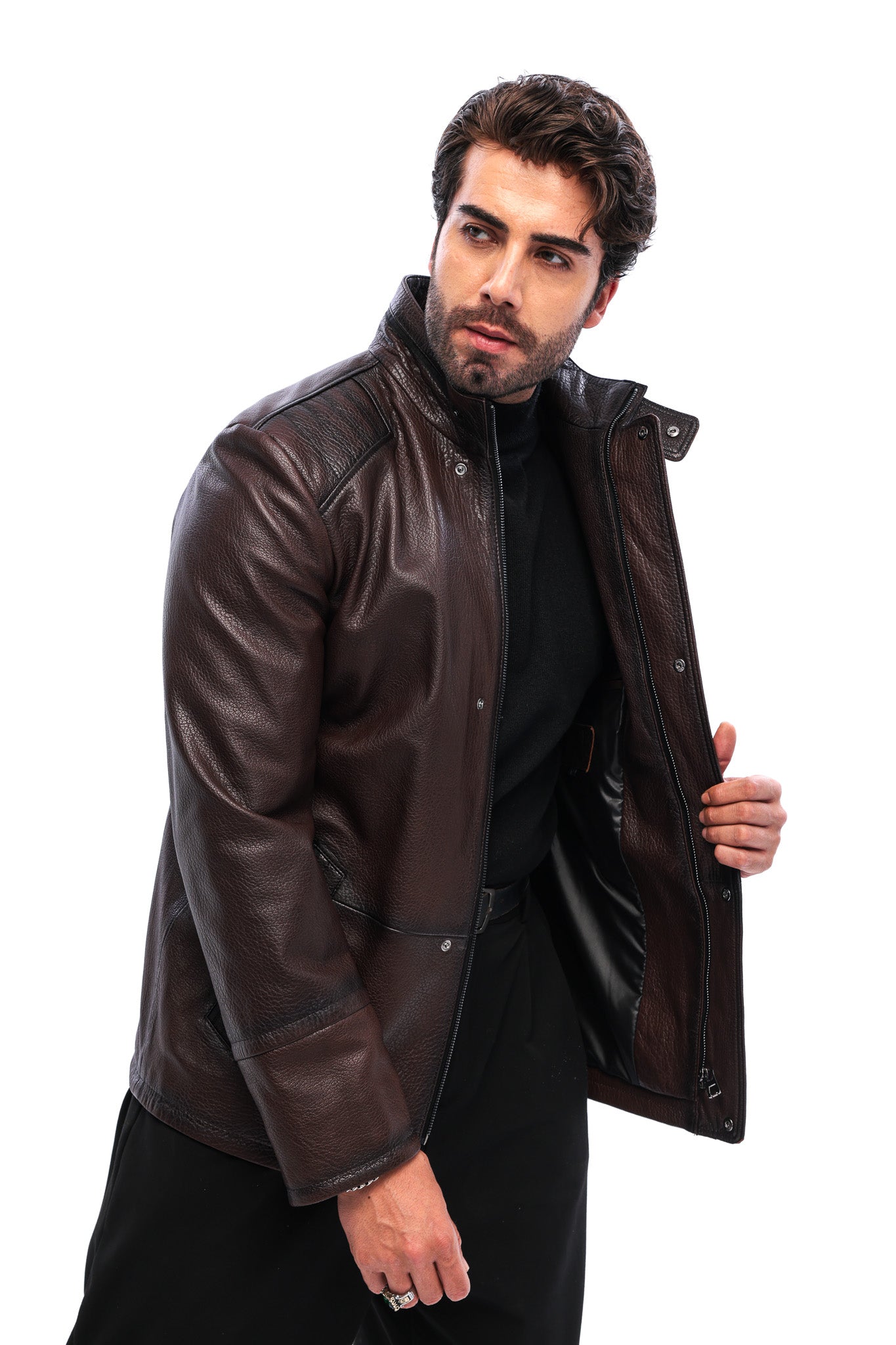 The Sondrio Brown Genuine Leather Men Jacket