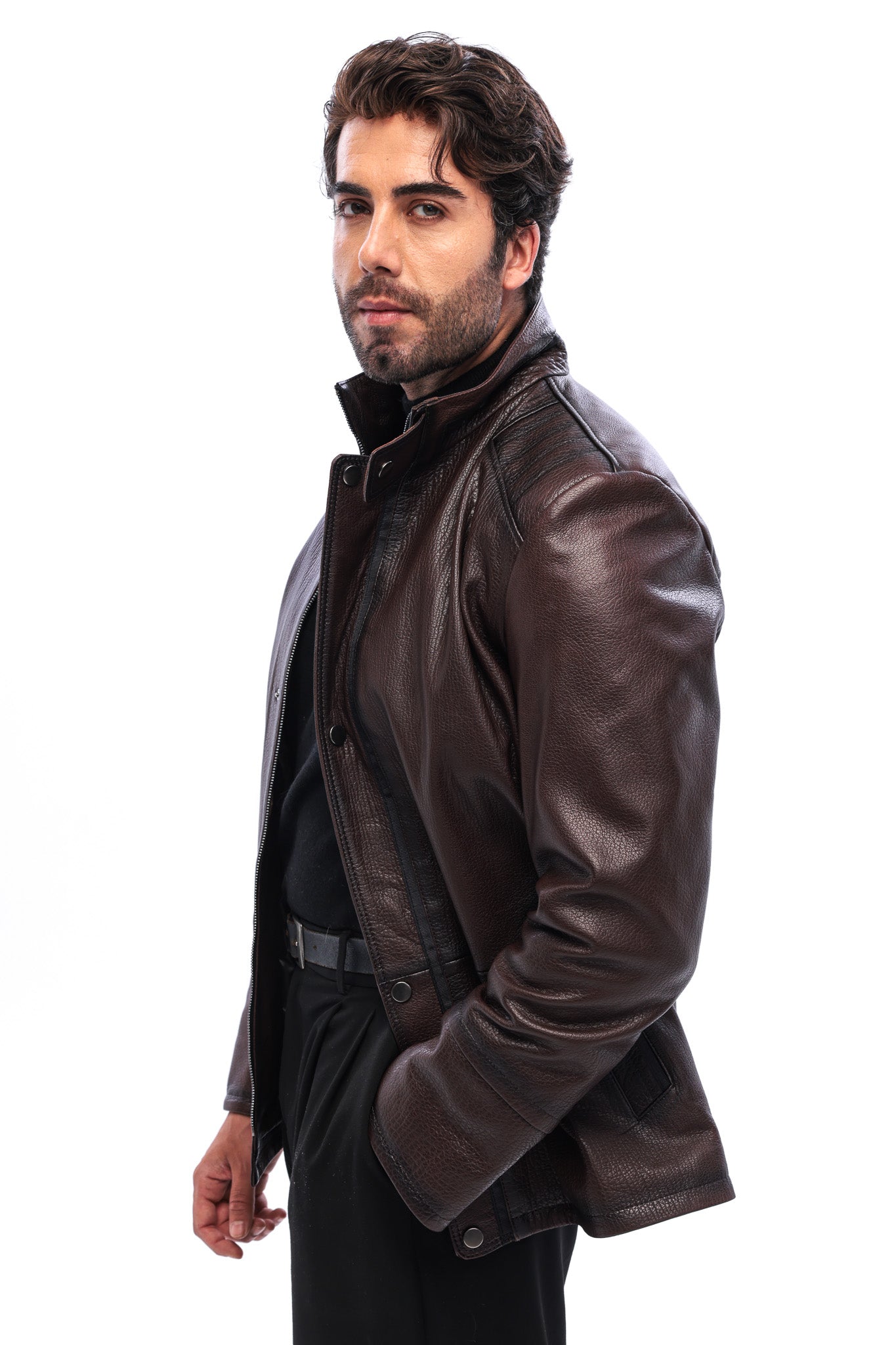 The Sondrio Brown Genuine Leather Men Jacket