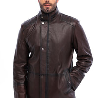 The Sondrio Brown Genuine Leather Men Jacket