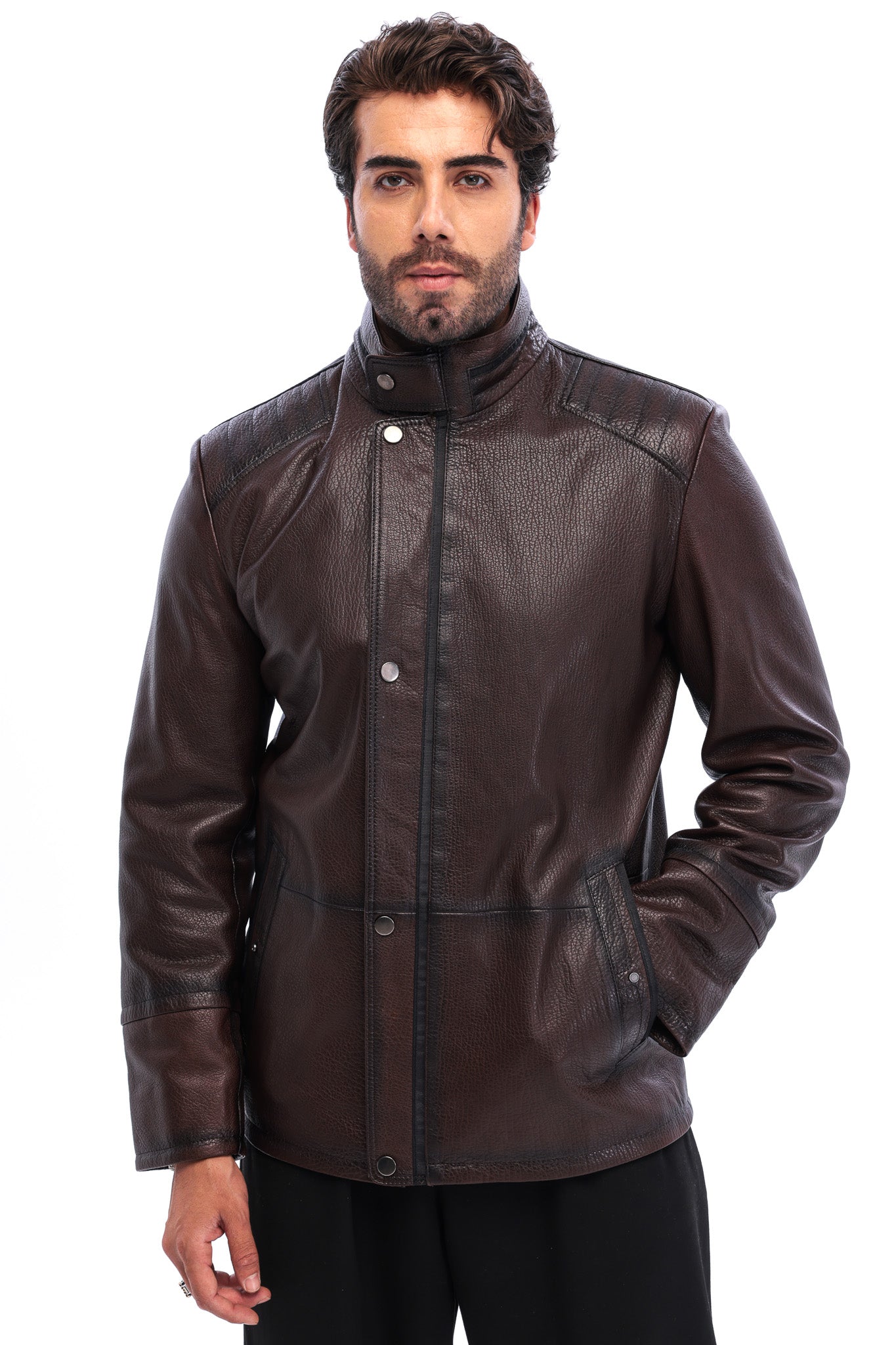 The Sondrio Brown Genuine Leather Men Jacket