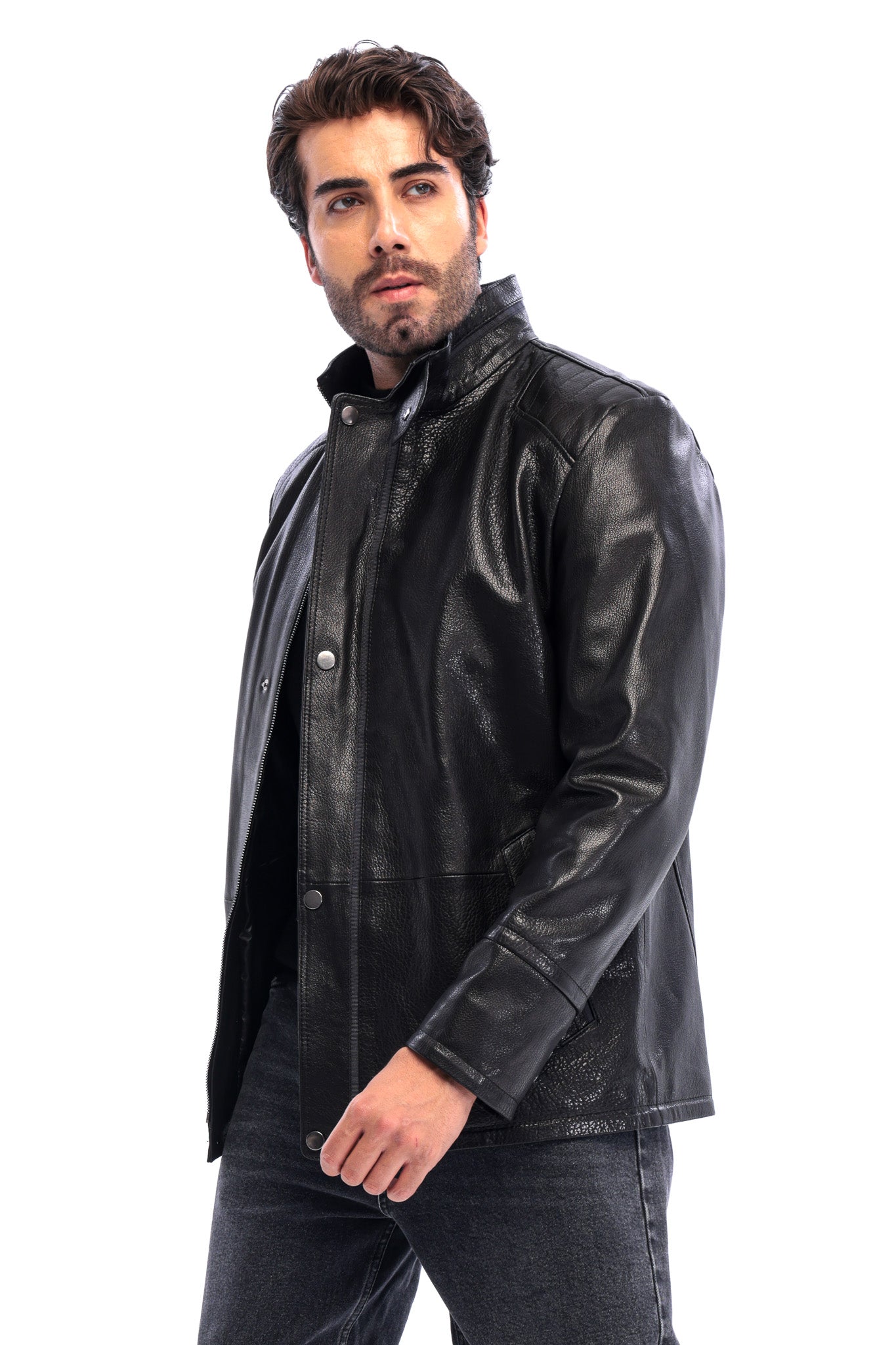 Chaqueta de hombre de piel genuina negra Sondrio