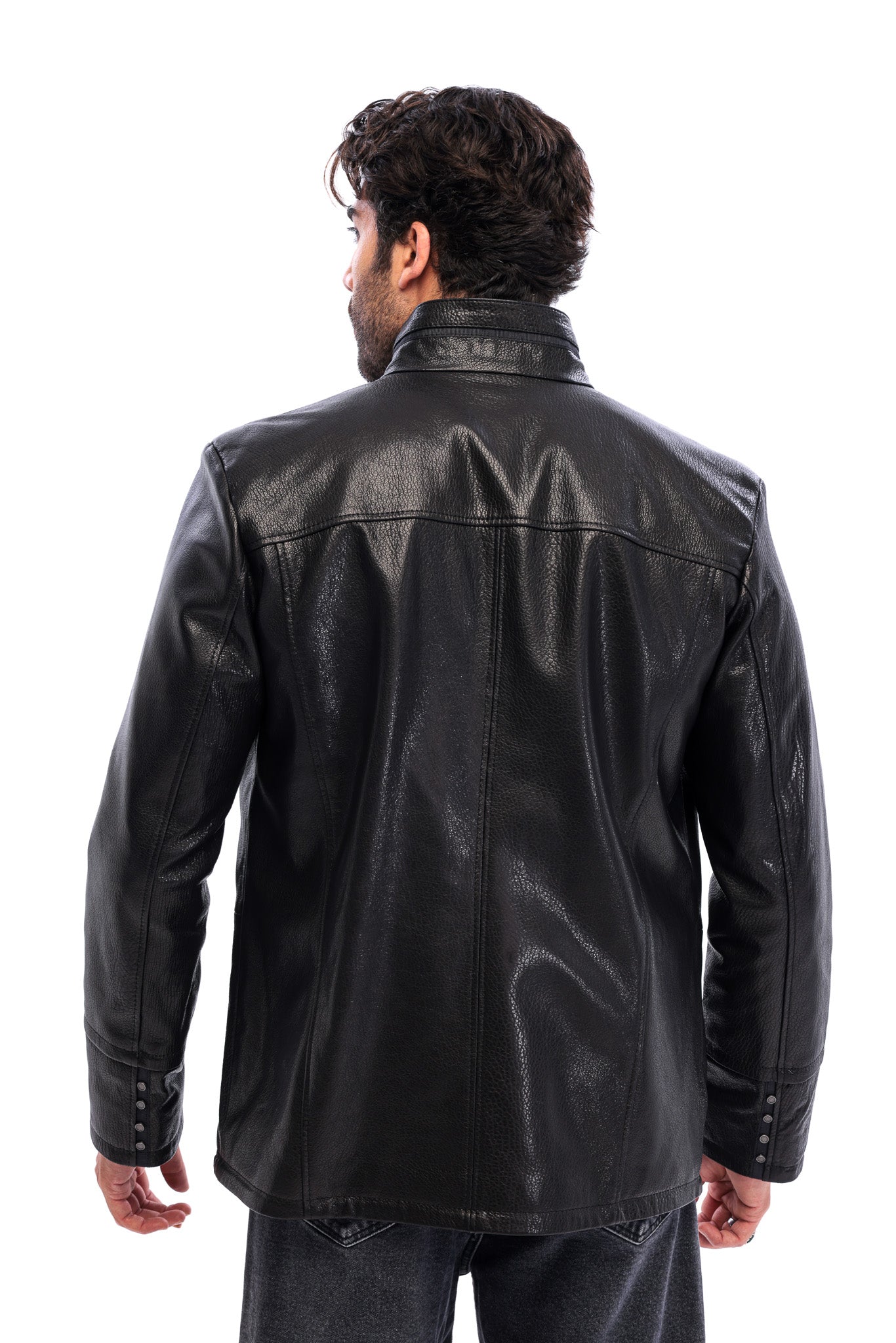 Chaqueta de hombre de piel genuina negra Sondrio