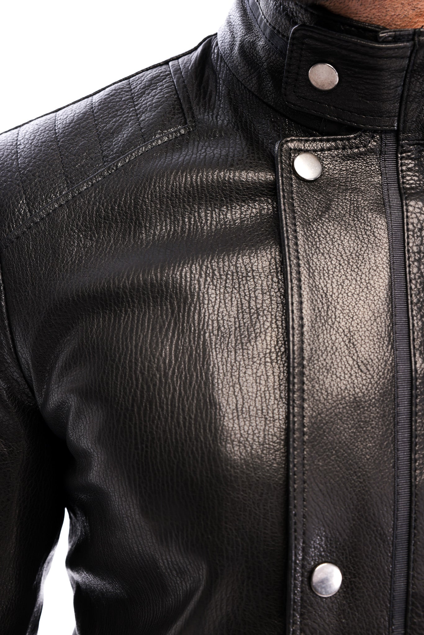 Chaqueta de hombre de piel genuina negra Sondrio