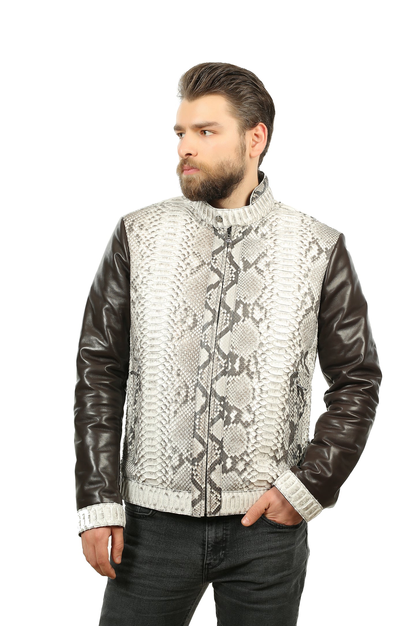 La chaqueta de piel de pitón natural Masten para hombre 