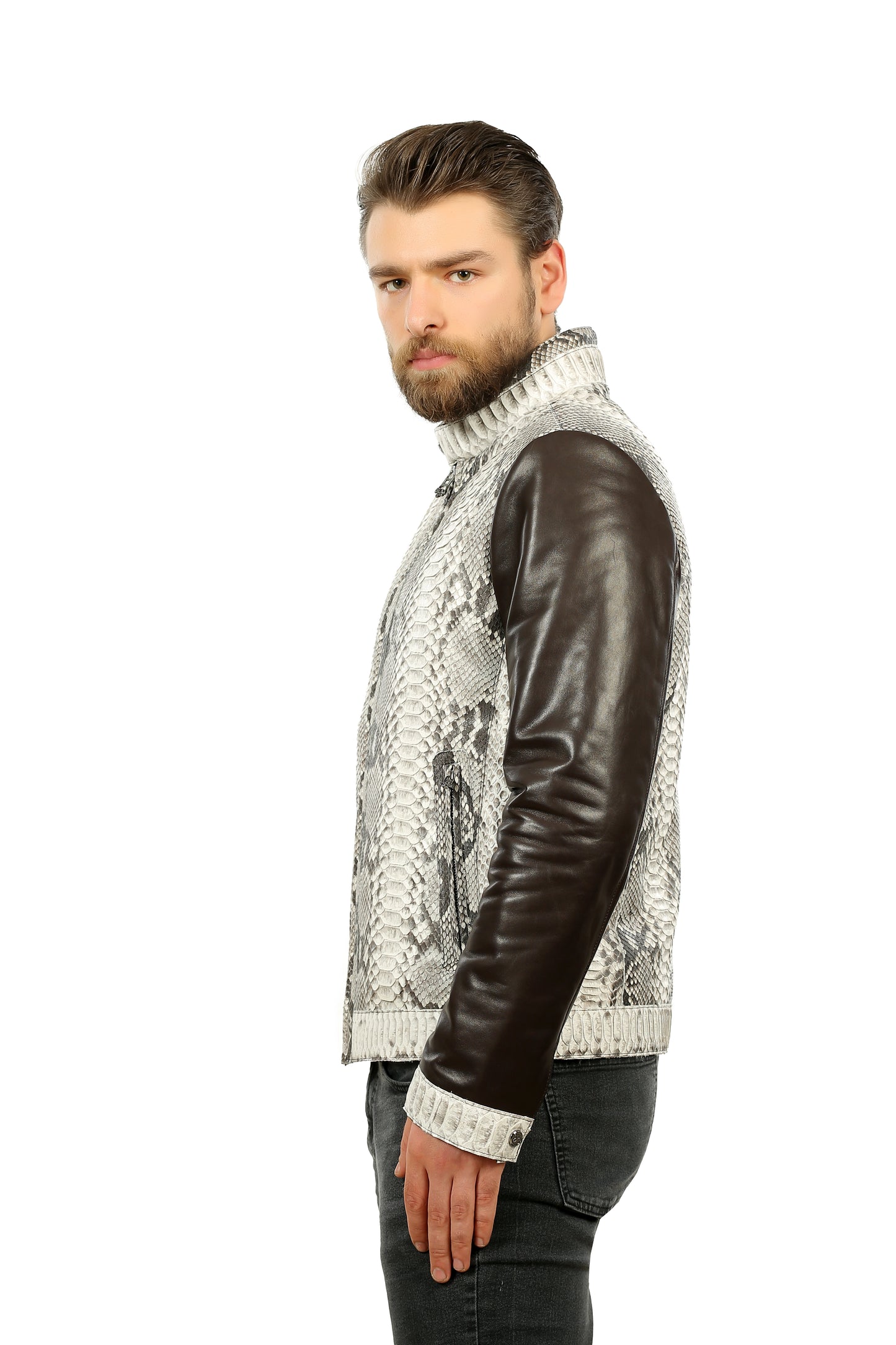 La chaqueta de piel de pitón natural Masten para hombre 