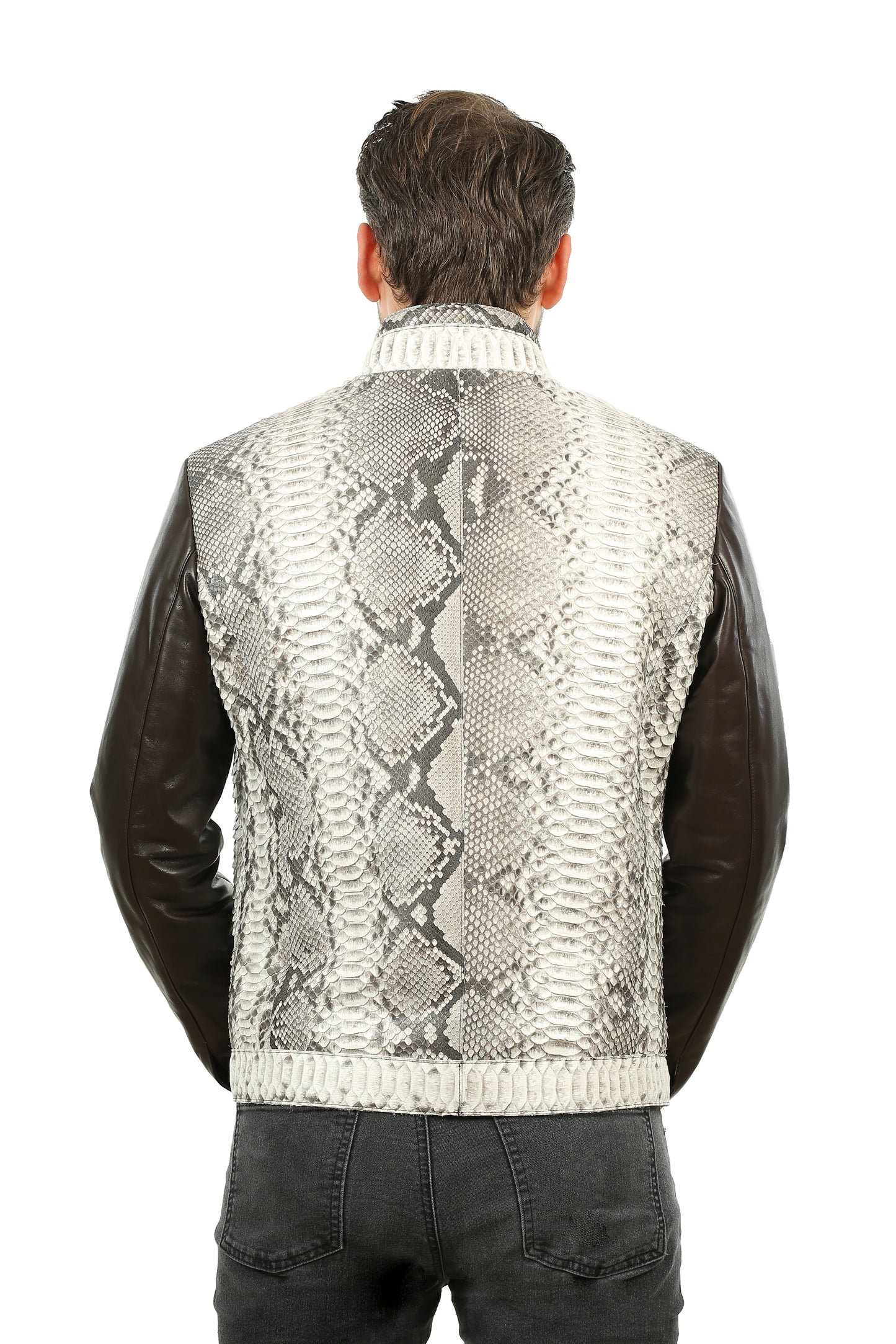 La chaqueta de piel de pitón natural Masten para hombre 