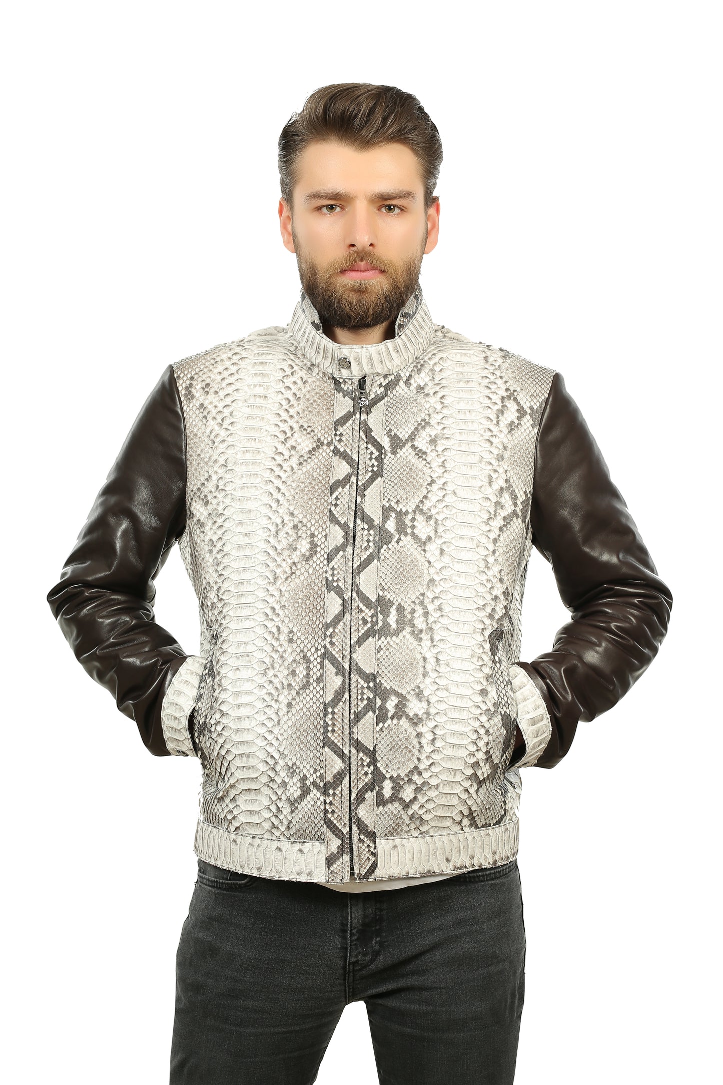 La chaqueta de piel de pitón natural Masten para hombre 