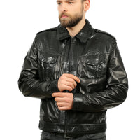 The Laquin Pythn Black Leather Men Jacket