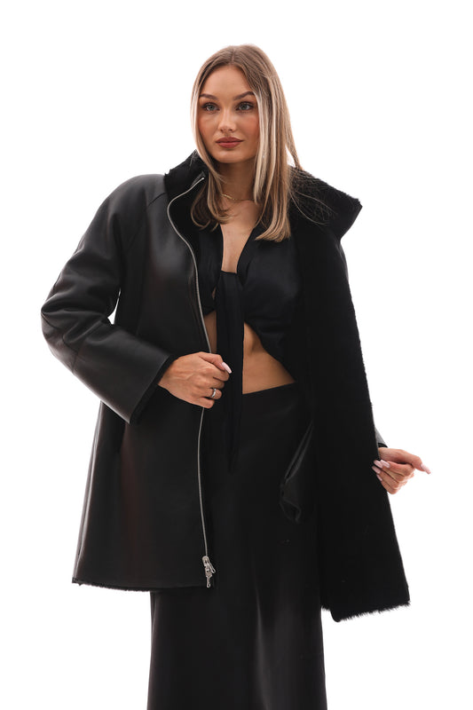 The Nyra Reversible Shearling Women Leather Jacket
