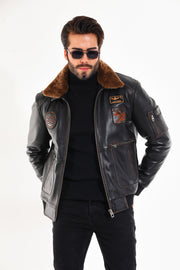La chaqueta de cuero para hombre Northway Vintage en piel de cordero negra