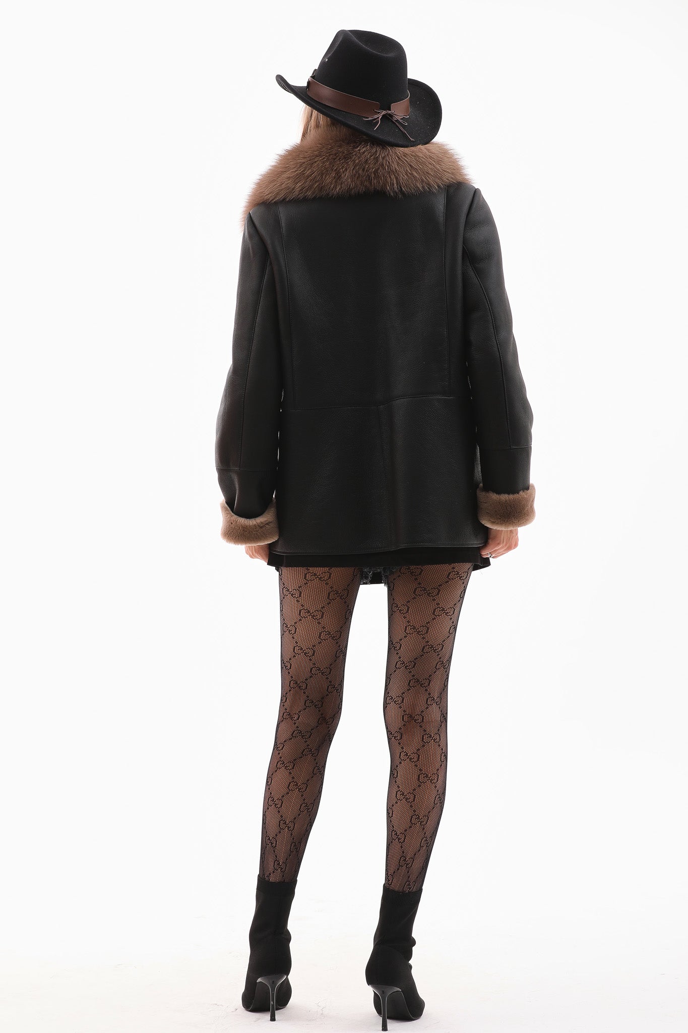 The Duchess Shearling Black & Brown Leather Women Jacket