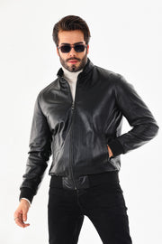 Chaqueta de cuero para hombre Monza Vintage en piel de cordero negra