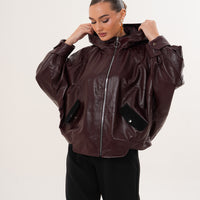 The Marvella Burgundy Leather Women Jacket