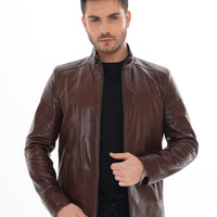 The Marco Brown Leather Men Jacket