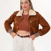 The Amber Shearling Collar Suede Women Leather Jacket