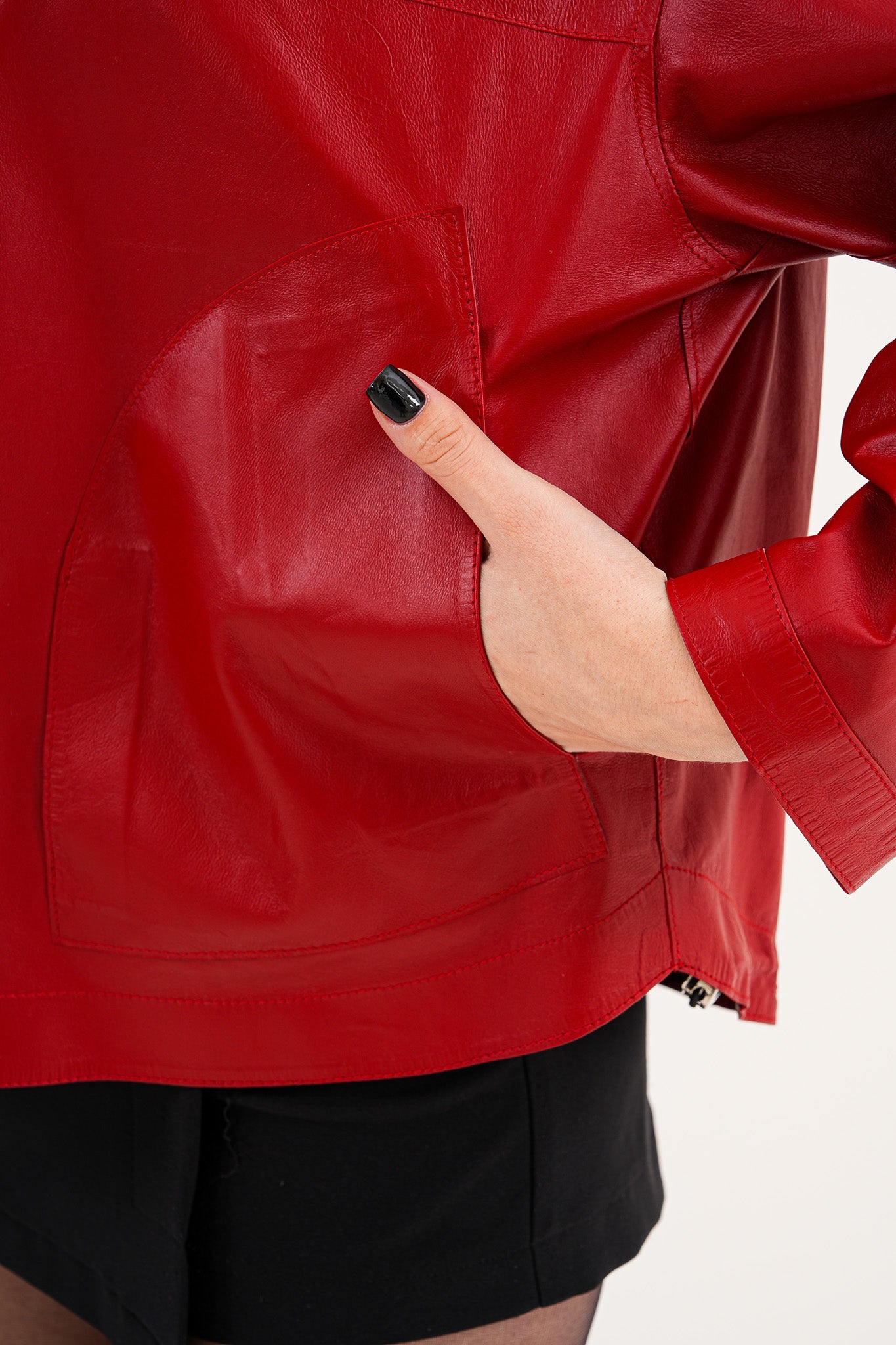 The Elvaria Red Genuine Leather Reversible Hooded Women Jacket