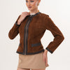 The Nyvessa Reversible Brown Suede & Dark Brown Leather Women Jacket