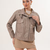 The Ravelyn Taupe Leather Women Jacket