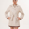The Caelith Light Beige Leather Women Trench Jacket