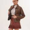 Elvoria Reversible Leather Jacket – Taupe / Suede Brown