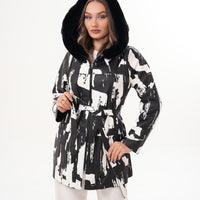 The Prisma Black & White Leather Women Jacket