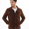 The Azzuro Suede Brown Leather Jacket