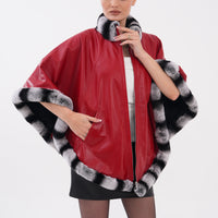 Chaqueta reversible de cuero para mujer Glacier Red