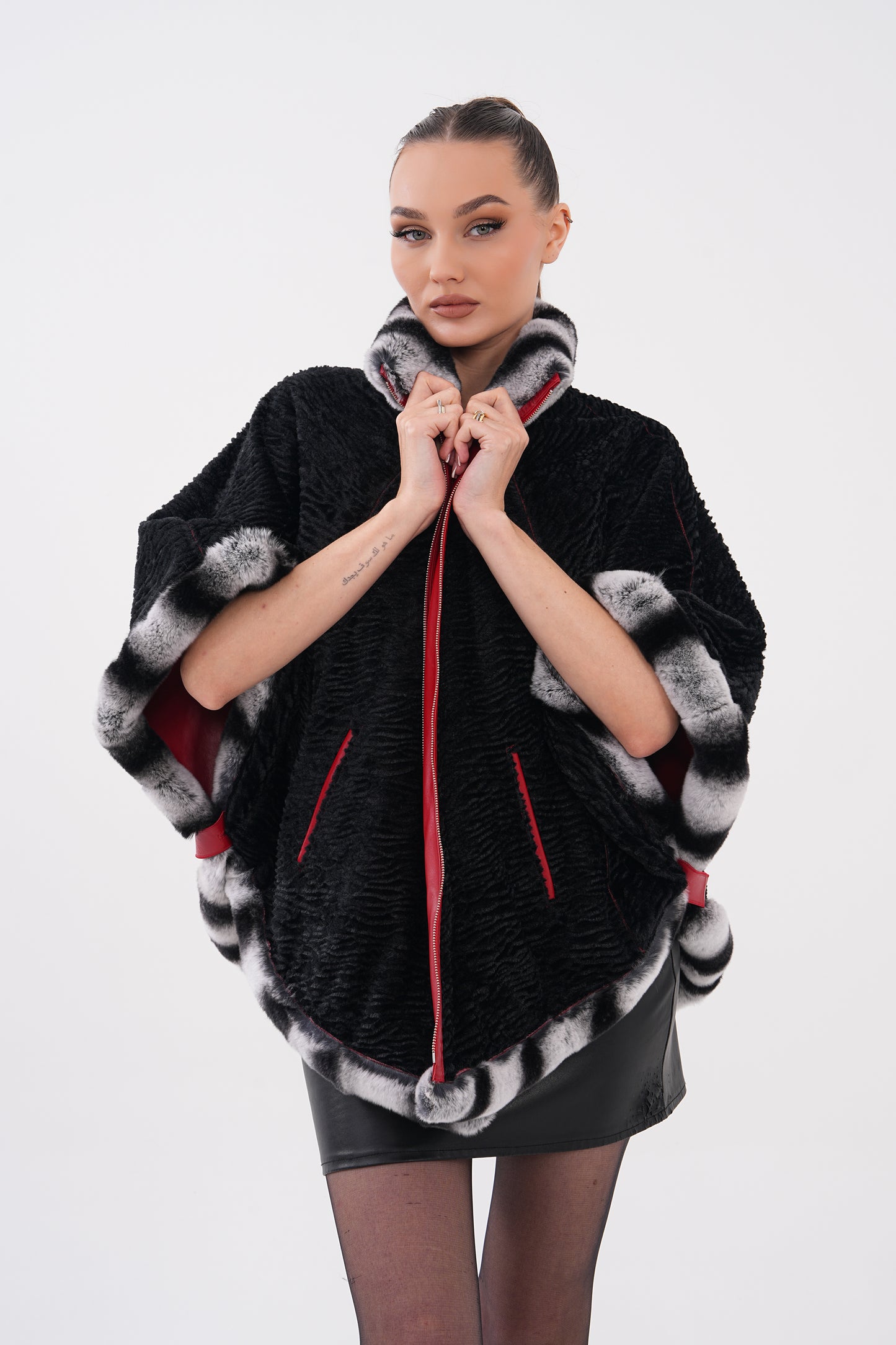 Chaqueta reversible de cuero para mujer Glacier Red