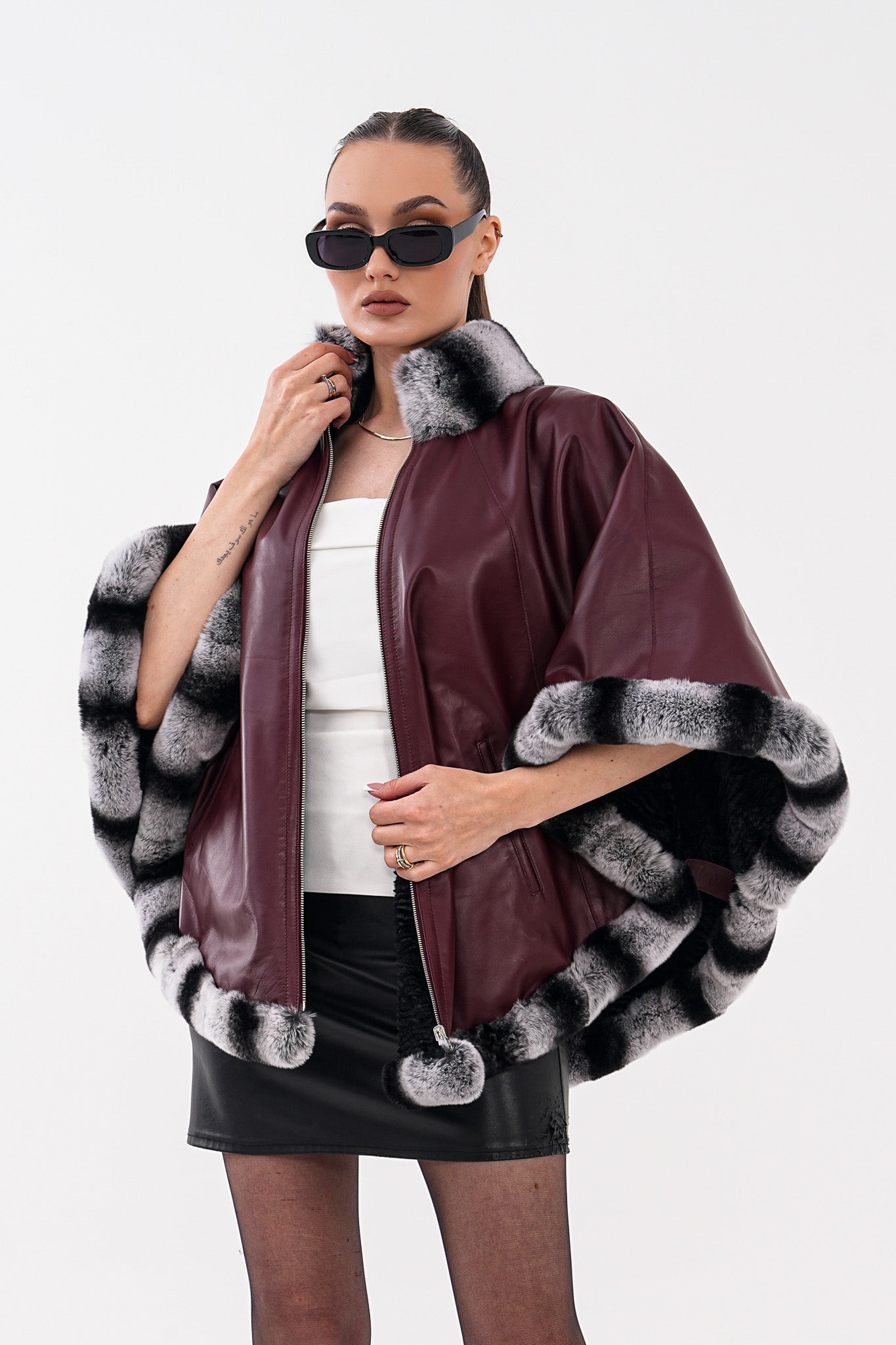 The Glacier Burgundy Reversible Leather Women Jacket
