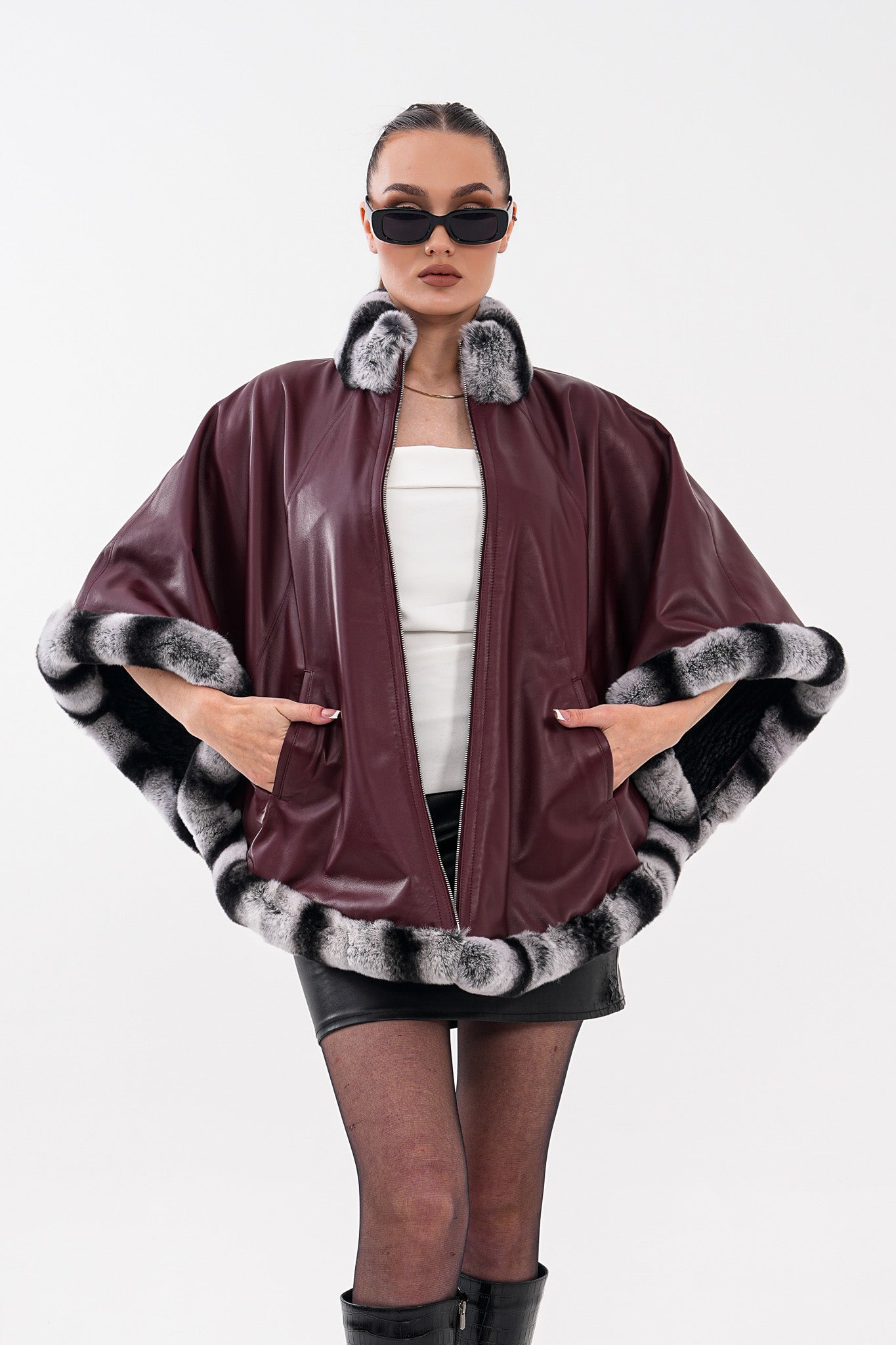 The Glacier Burgundy Reversible Leather Women Jacket