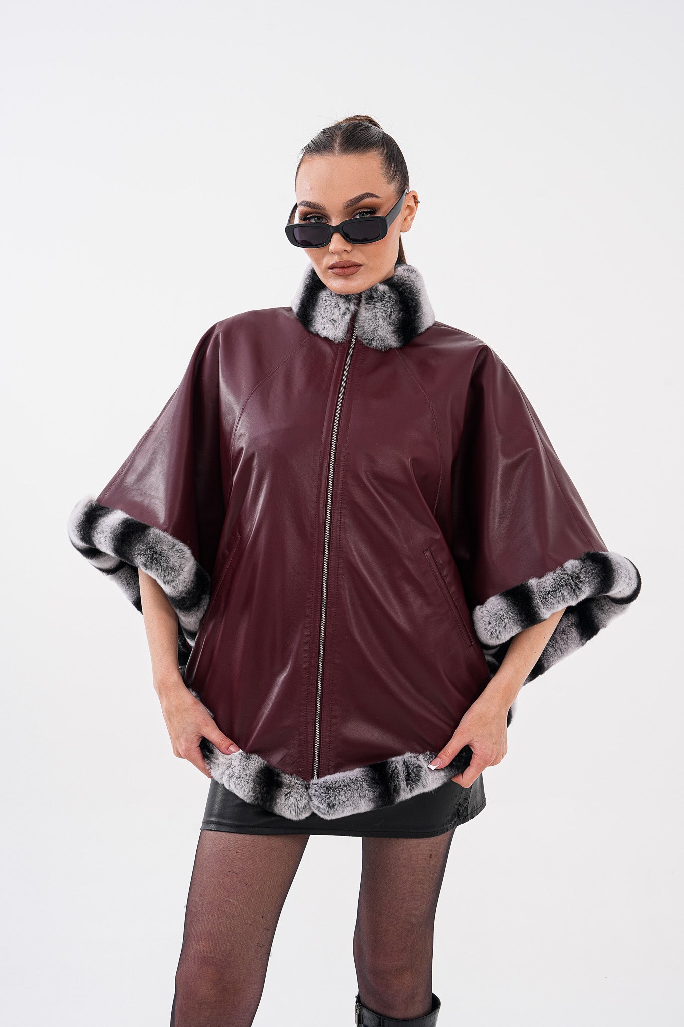 The Glacier Burgundy Reversible Leather Women Jacket