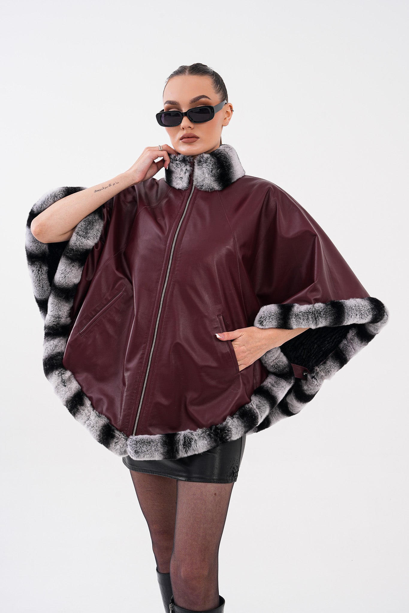 The Glacier Burgundy Reversible Leather Women Jacket