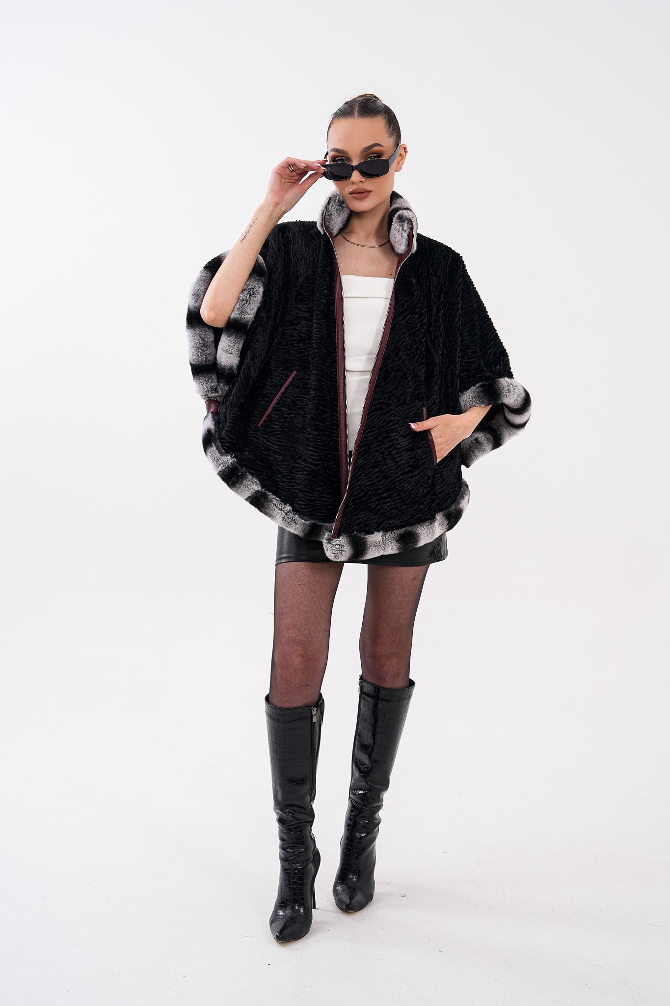 The Glacier Burgundy Reversible Leather Women Jacket