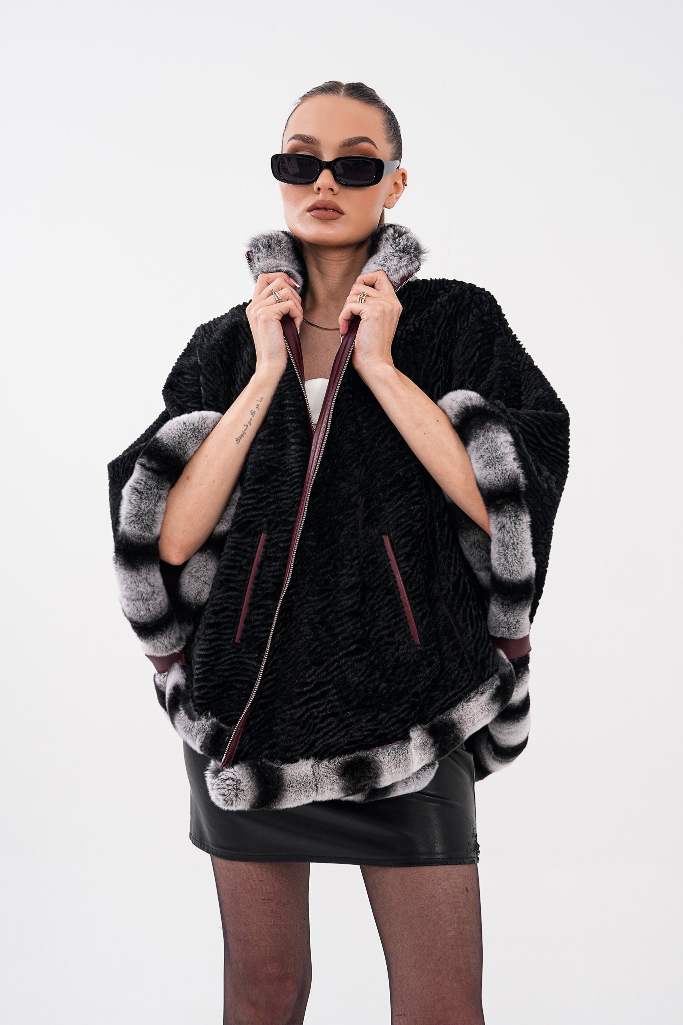 The Glacier Burgundy Reversible Leather Women Jacket