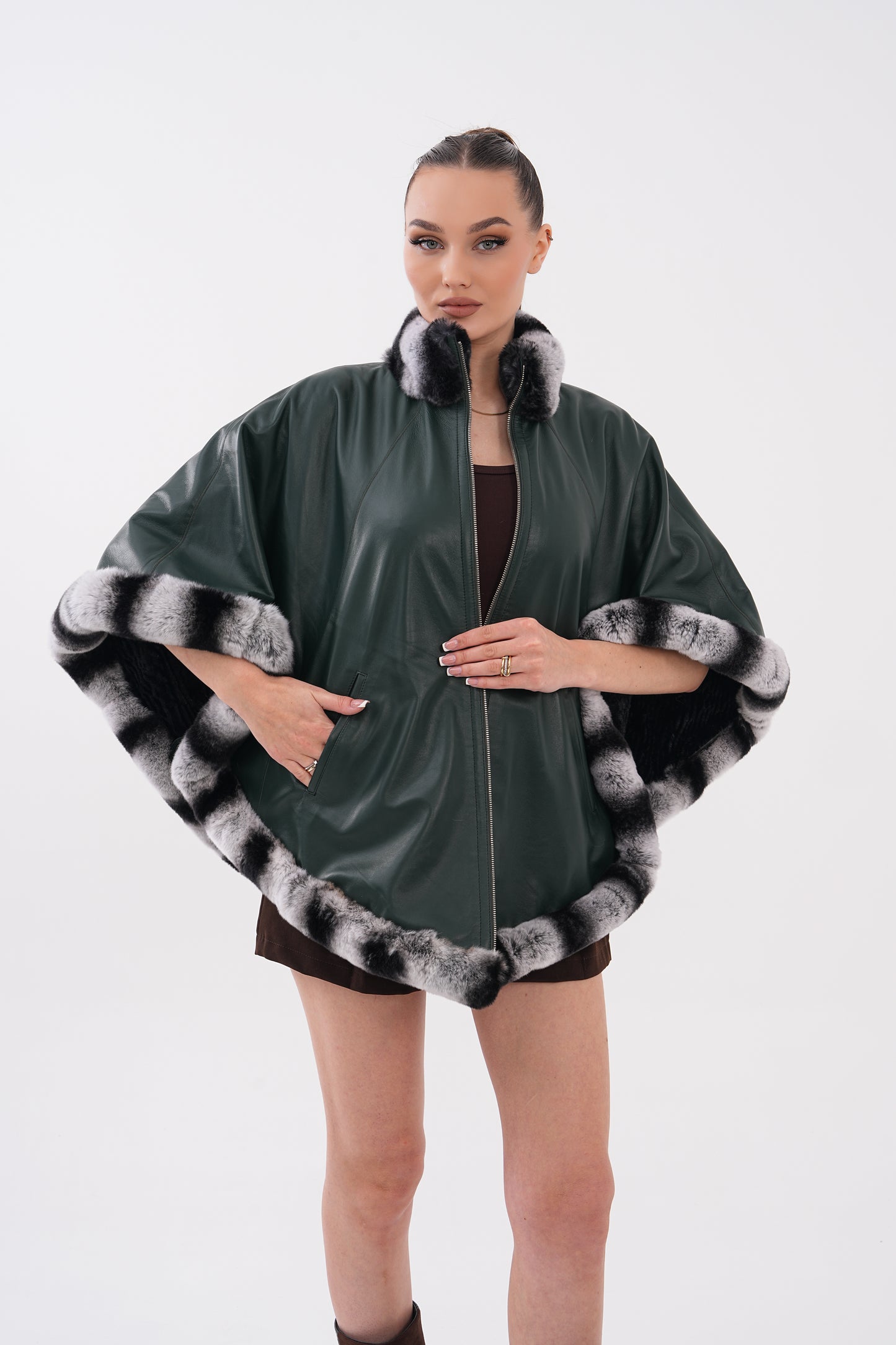 Chaqueta reversible de cuero para mujer Glacier Verde Bosque