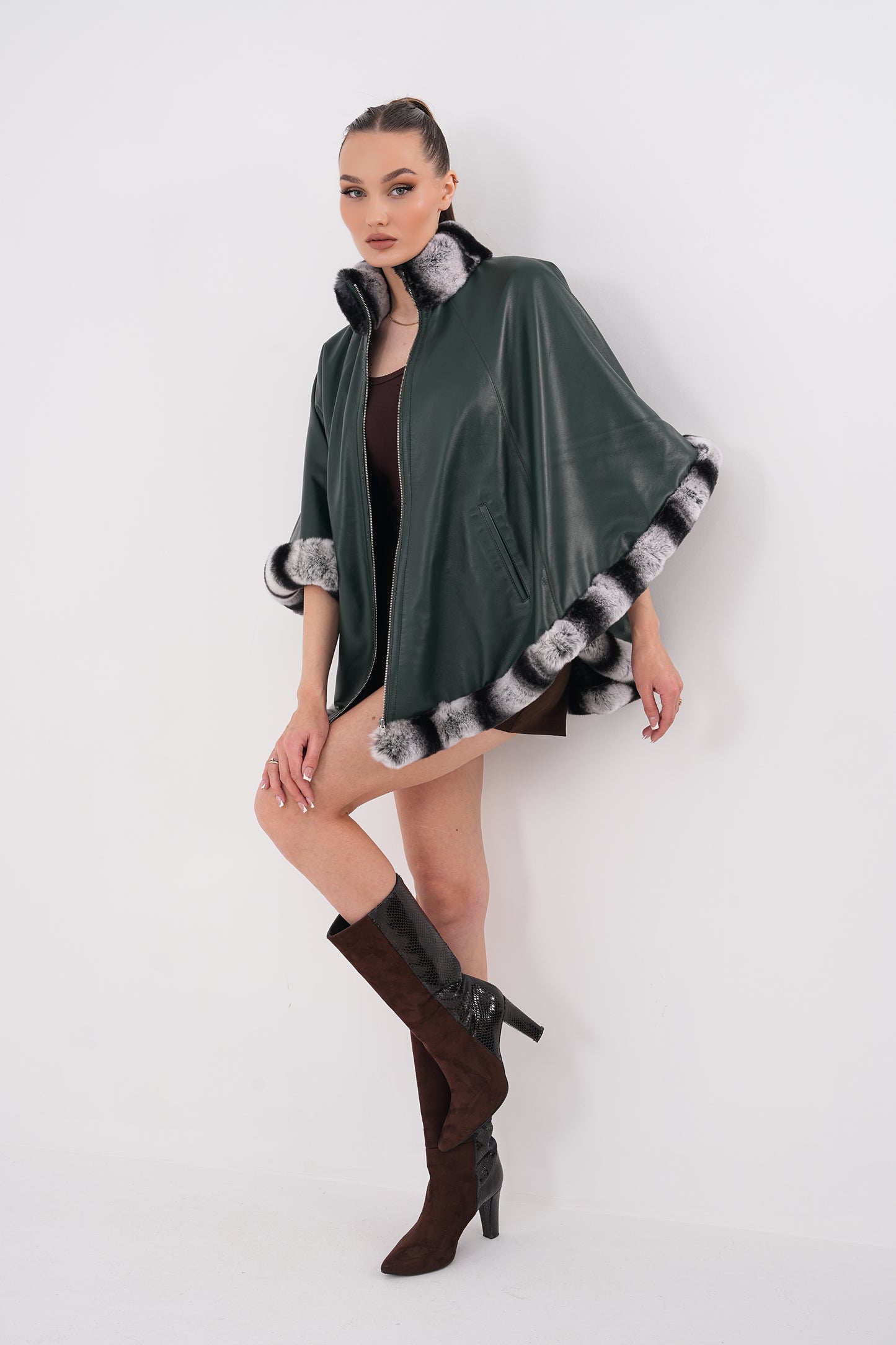 Chaqueta reversible de cuero para mujer Glacier Verde Bosque