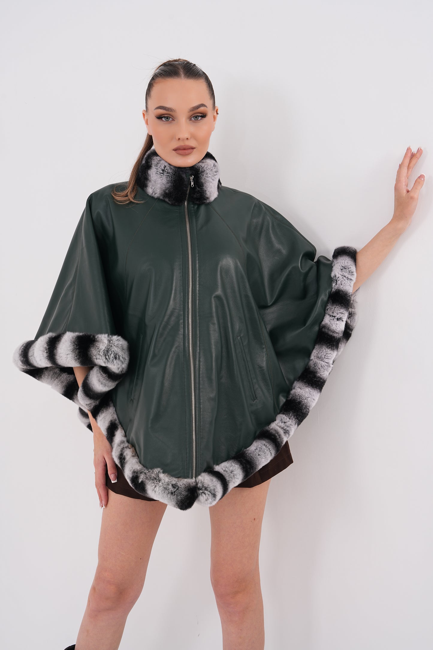 Chaqueta reversible de cuero para mujer Glacier Verde Bosque