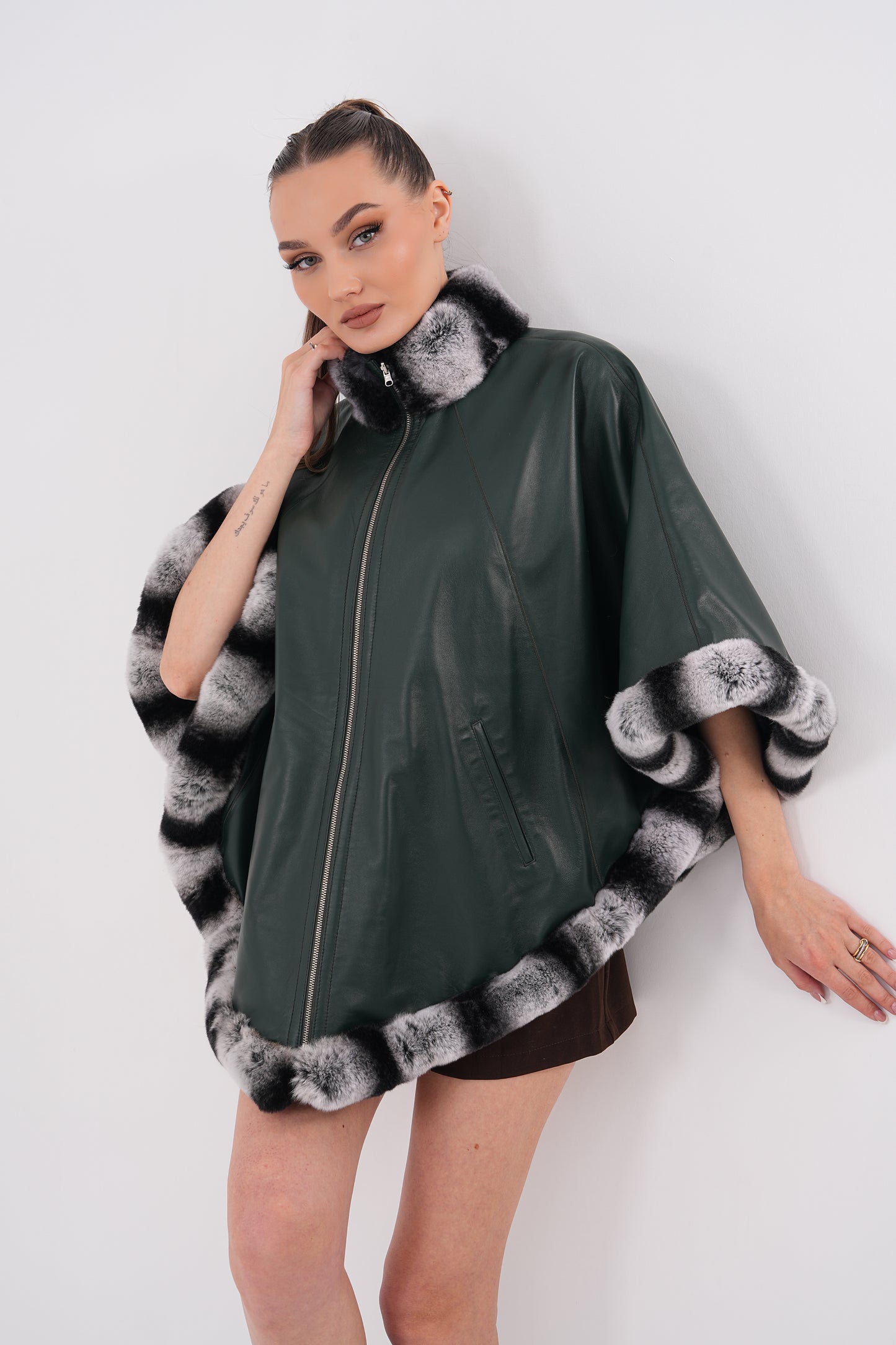 Chaqueta reversible de cuero para mujer Glacier Verde Bosque