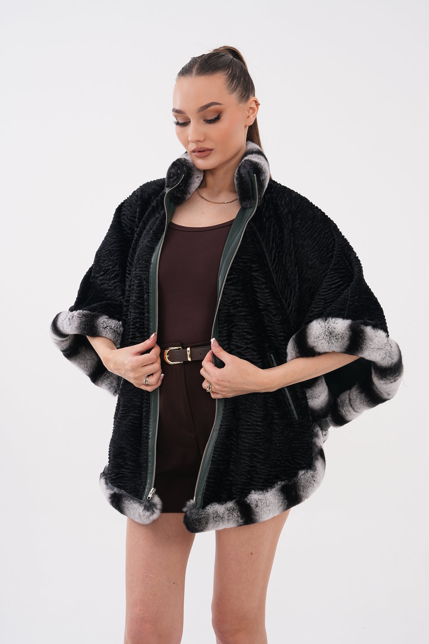 Chaqueta reversible de cuero para mujer Glacier Verde Bosque