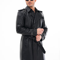 The Firenze Black Leather Men Leather Trench Coat Jacket