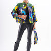 The Odessa Geometric Art Leather Women Jacket