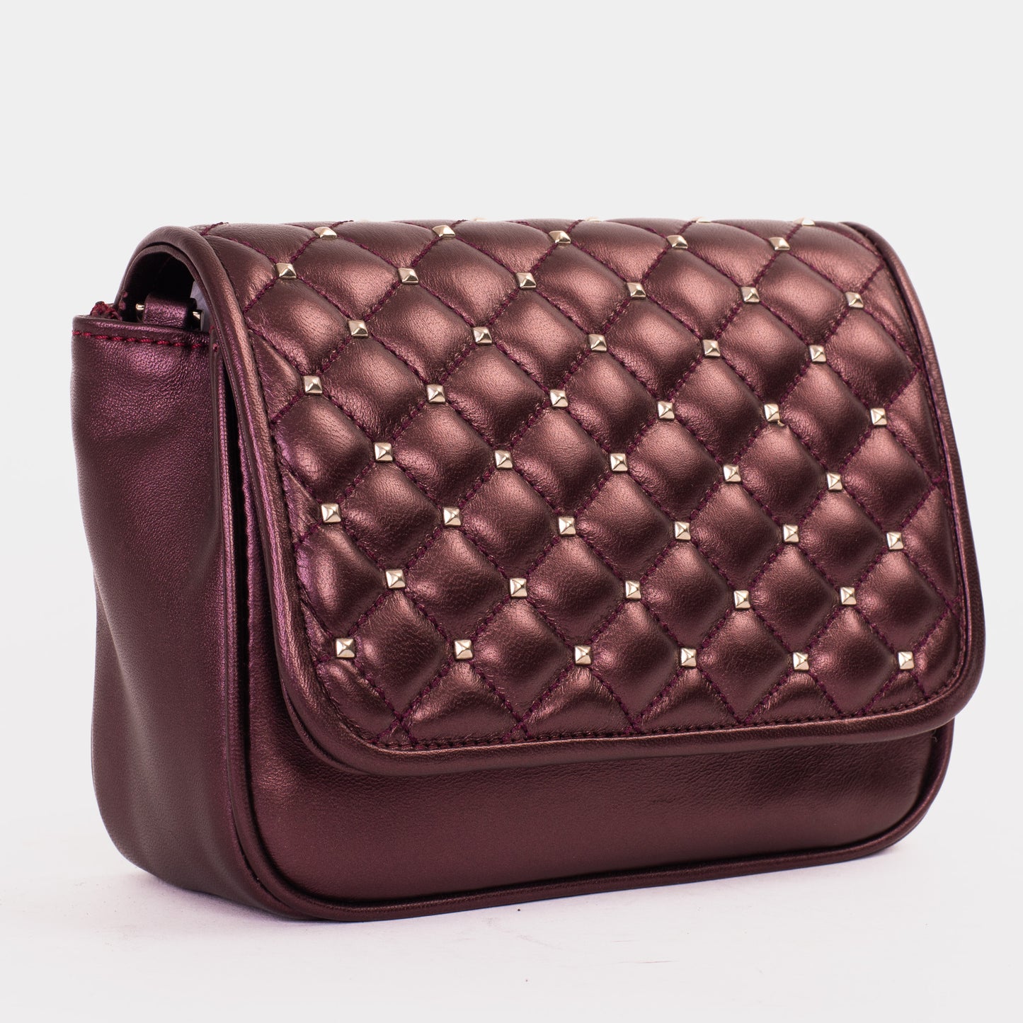 El bolso de mano de piel burdeos Leno