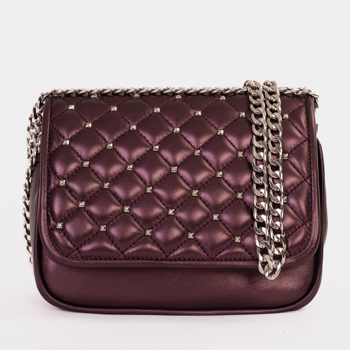 El bolso de mano de piel burdeos Leno