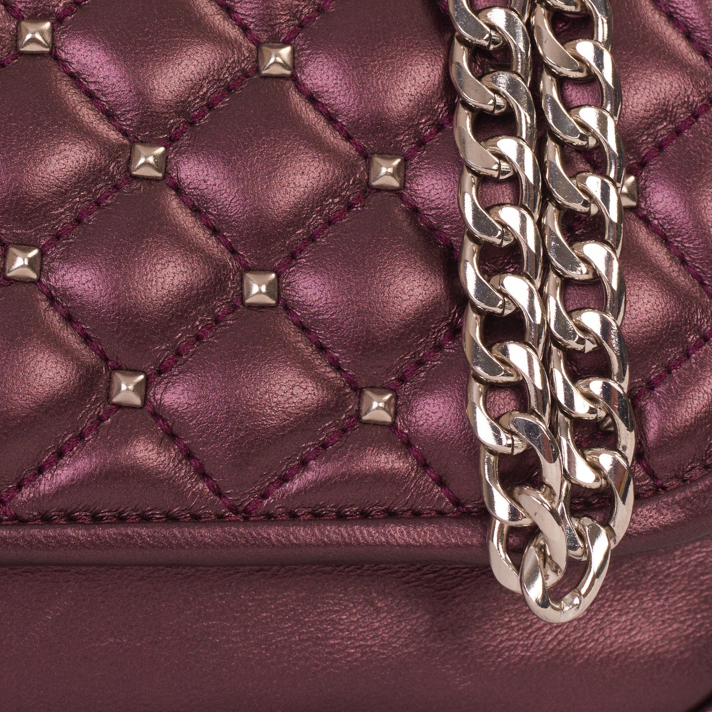 El bolso de mano de piel burdeos Leno