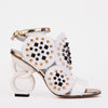 The Infanta White Spike Leather Ankle Strap Women Sandal