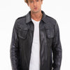 The Agron Pythn Navy Blue Leather Men Jacket