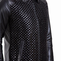 The Bedford Pythn Skin Handwoven Leather Black Men Jacket